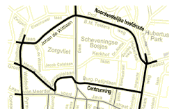 De Noordwestelijke hoofdroute zou - als in 2008 de Hubertustunnel gereed komt - een deel van het verkeer van de Centrumring over de Laan Copes van Cattenburg, de Carnegielaan en de Groot-Hertoginnelaan voor haar rekening kunnen nemen.